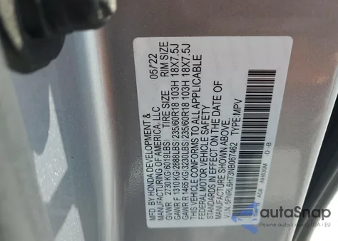 2022 Honda Odyssey Exl from USA, damaged, VIN 5FNRL6H73NB067462